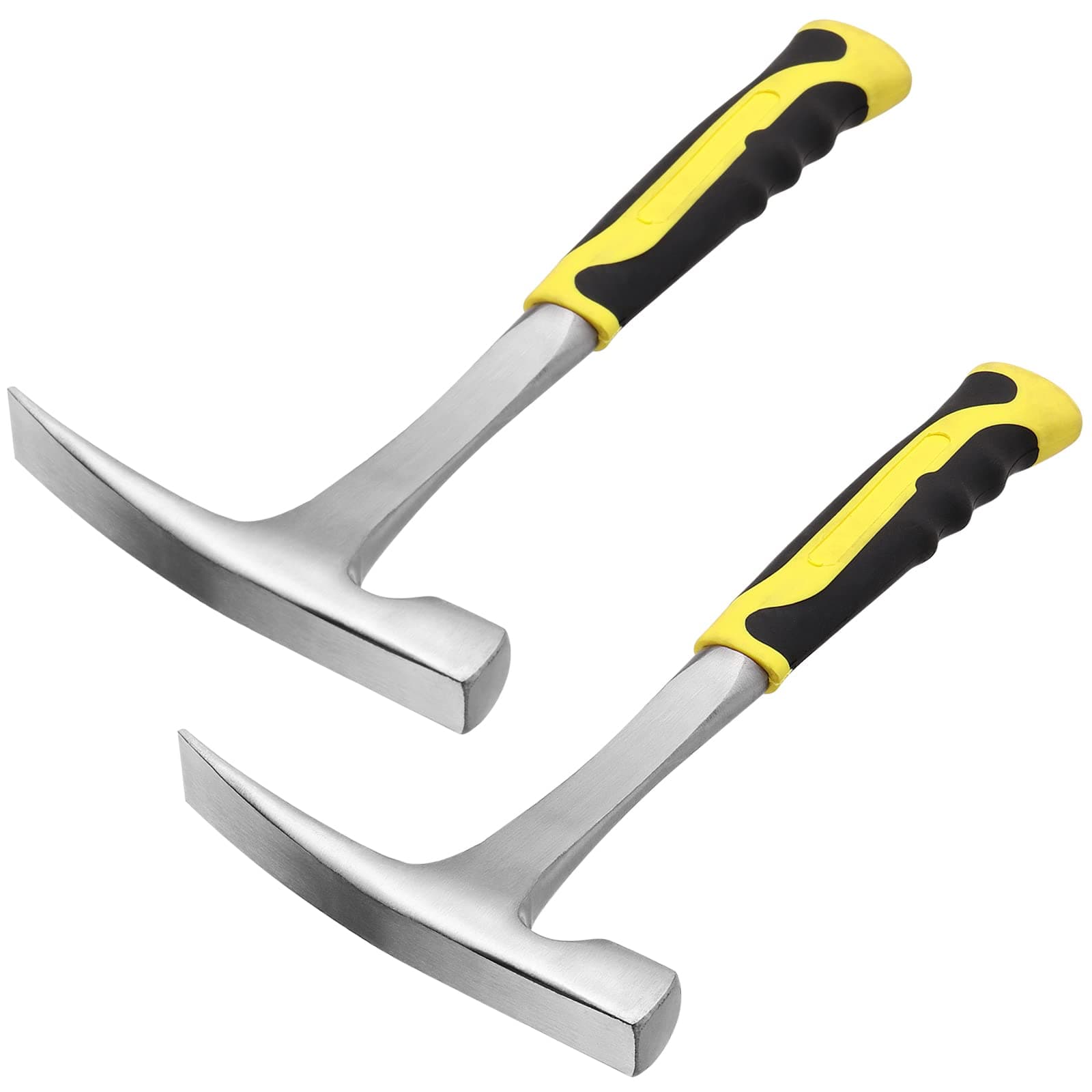 MANCHAP 2 PCS 32 oz Brick Hammer, Flat Head Geological Rock Pick Hammer for Mining, Geological Prospecting, All Steel Masonry Hammer