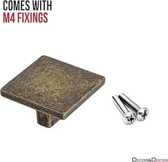 Decoranddecor Calla Square Cabinet Knob Door Pull Handle Kitchen Cupboard Furniture Drawer (1 Pack, Antique Brass)