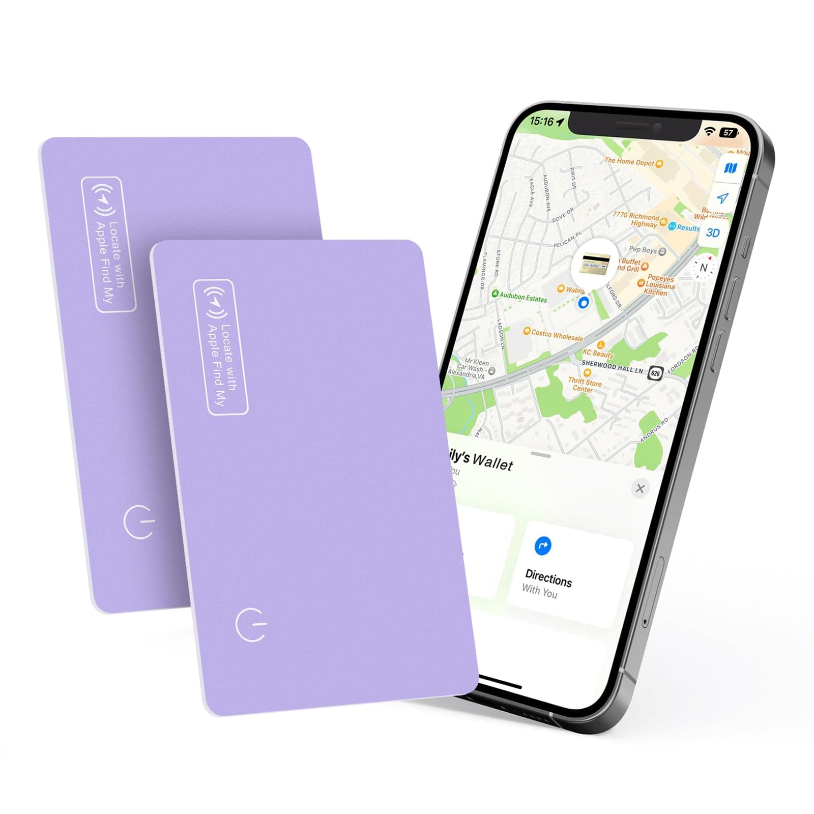 Eelexa Wallet Tracker Card, Rechargeable Thin Finder, Works with Apple Find My (iOS Only), Item Locator for Luggage Tags, Passports, Phone, IP68 Waterproof, 2 Pack
