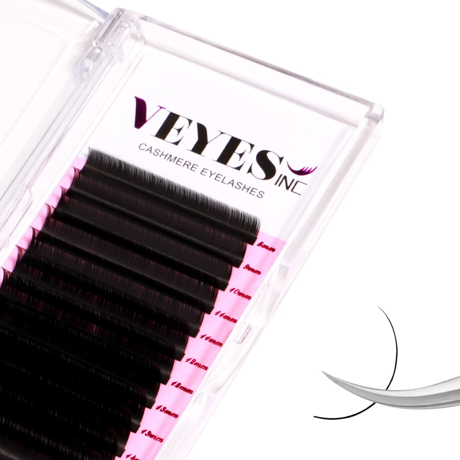 Cashmere Volume Lash Extensions C CC D DD LD L B J M Curl 0.03-0.20 thickness 5-25mm, Super Matte Black Individual Eyelashes Tray, Professional Supplies for Lash Techs (0.03 D 8-16mm)