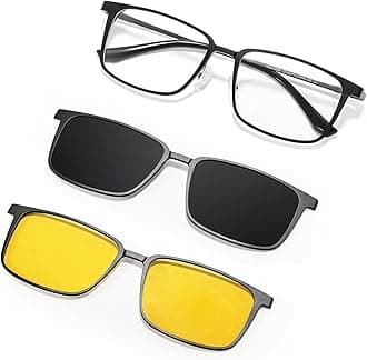 Magnetic Clip On Polarized Sunglasses for Men Retro Square Night Driving Al-Mg Glasses UV Protection