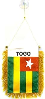 AZ FLAG Togo Mini Banner 6'' x 4'' - Togolese Pennant 15 x 10 cm - Mini Banners 4x6 inch Suction Cup Hanger