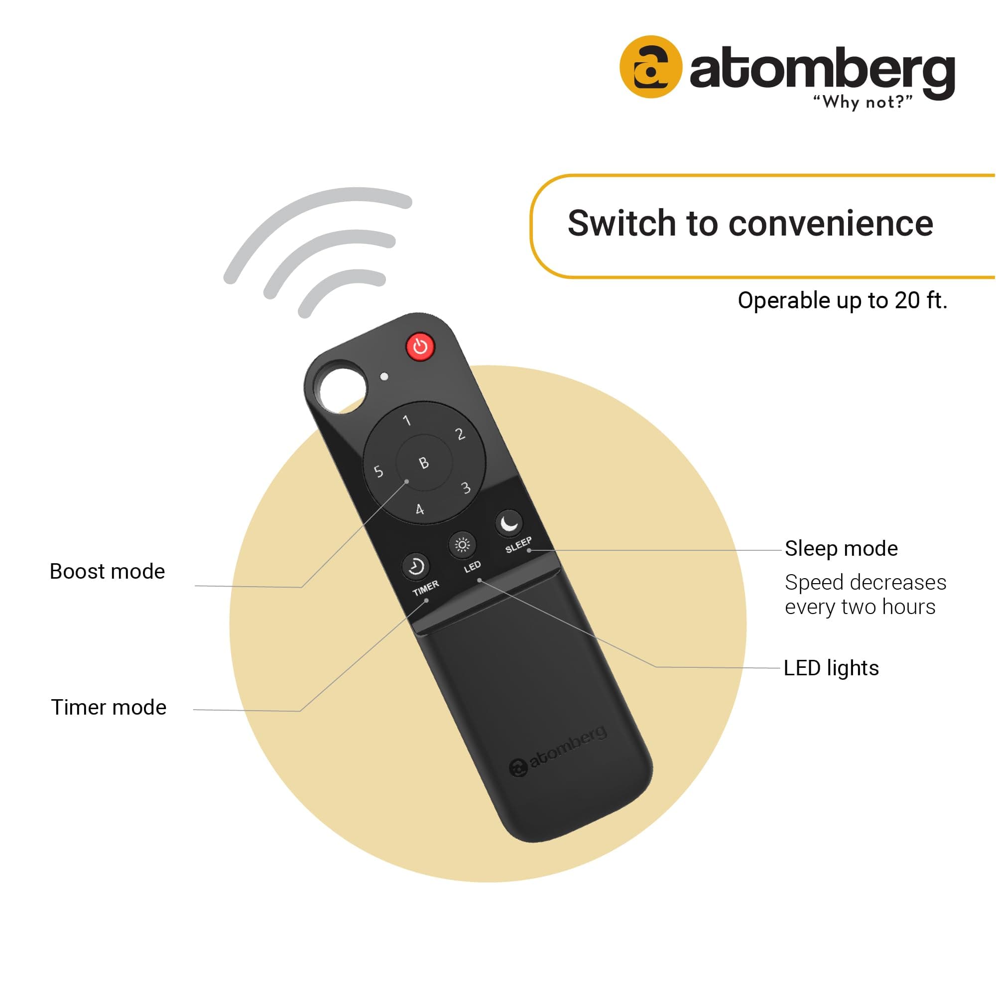 atomberg Renesa 900mm BLDC Ceiling Fan with Remote Control | BEE 5 star Rated Energy Efficient Ceiling Fan | High Air Delivery with LED Indicators | 2+1 Year Warranty (Brown & Black)