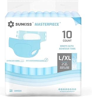– Masterpiece Adult Diapers with Ultimate Absorbency, Unisex Disposable Incontinence Briefs with Tabs for Women and Men, Odor Control, Overnight Protection,Blue, L/XL, 10 Count