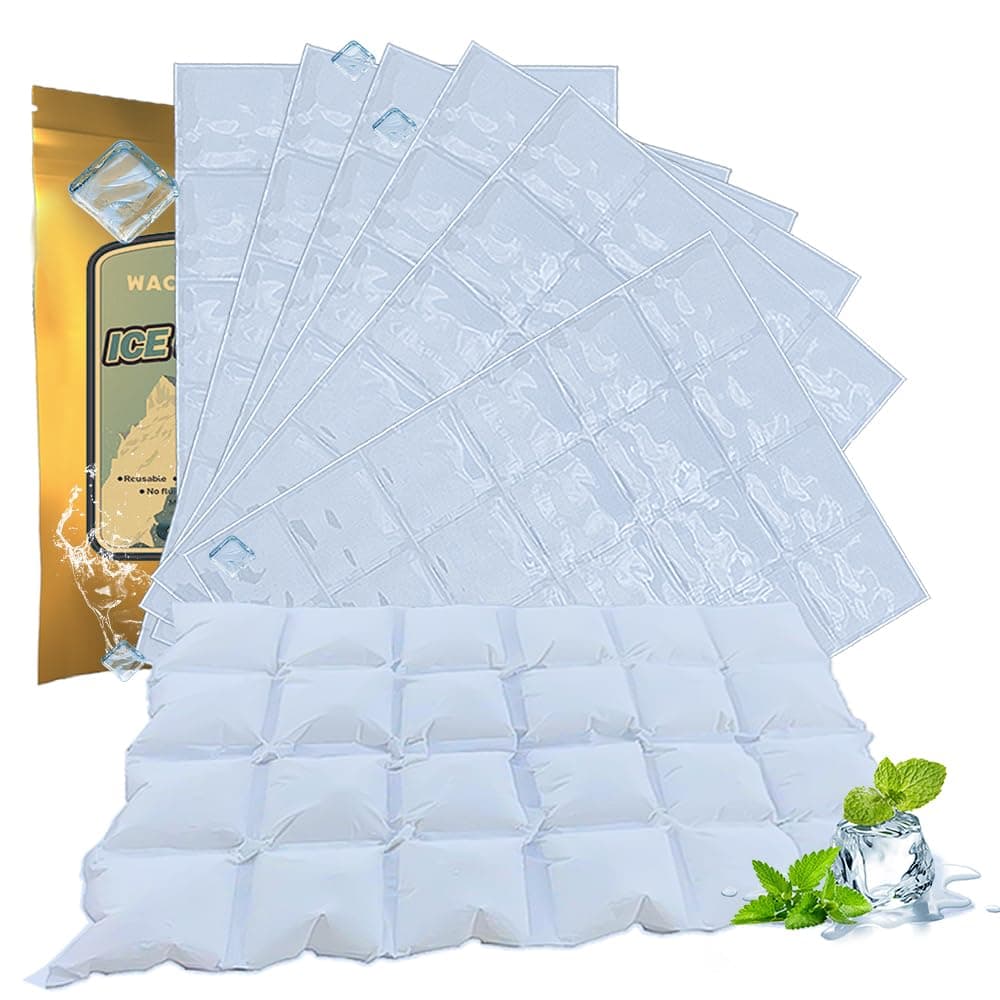 WAQIWARON Ice Sheets for Coolers Reusable - Ice Pack Sheets - Large Flat Freezer Packs for Coolers - 96 Cube Ice Packs for Flexible Ice Mat - Long Lasting Ice Packs for Cooler