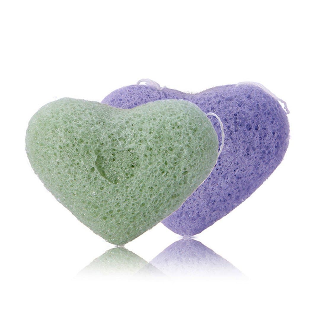 Konjac Wash-Off Heart-Shaped Ball Deep Cleansing Add Thick Exfoliating Konjac Makeup Material 2-Color Cosmetic Puff