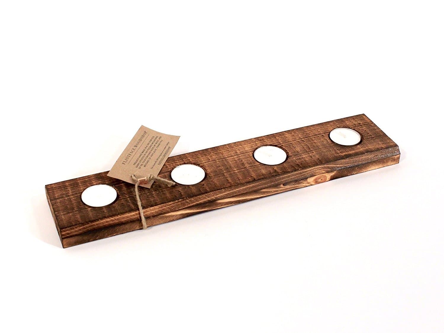 Handmade Rustic Tea Light Candle Holder --- Flintface Woodshop