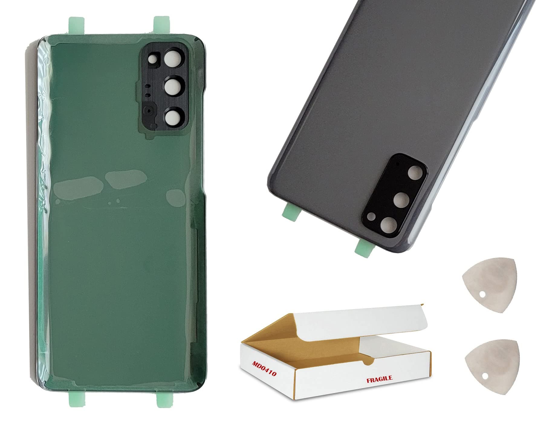 MD0410 Replacement Compatible with Samsung Galaxy S20 Model -G980 - Rear Back Glass Door Housing with Camera Lens Cover and Opening Tool (Cosmic Gray)
