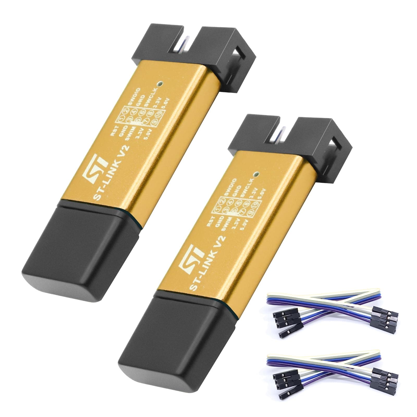 Binghe ST-Link V2 Programming 2 Pieces ST-Link V2 Emulator ST-Link Downloader Mini Debugger Programming with Dupont Wires ST-Link Emulator Downloader for 8/32 Bit Microcontroller