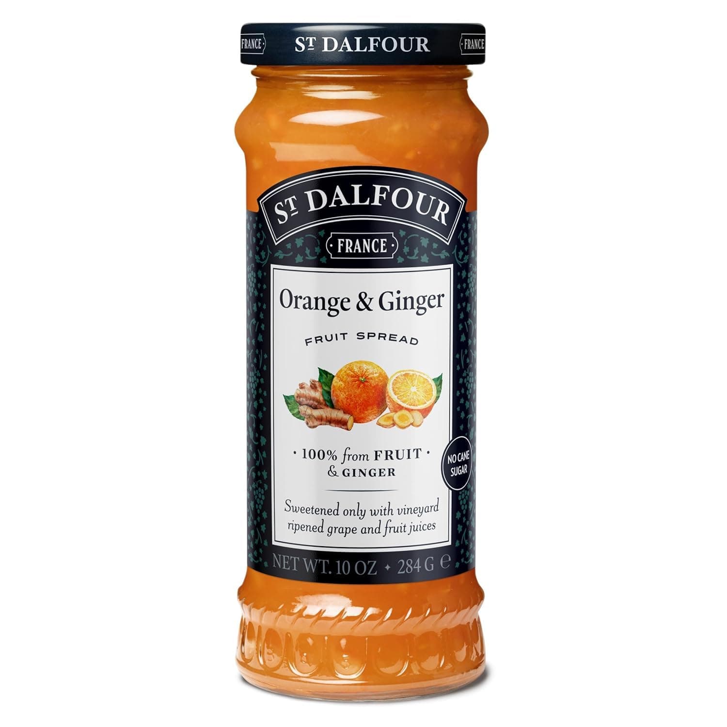 St. Dalfour Orange & Ginger Fruit Spread - 10oz - 100% from Fruit & Ginger, No Artificial Ingredients, Non-GMO, No Cane Sugars, All Natural, Made in France