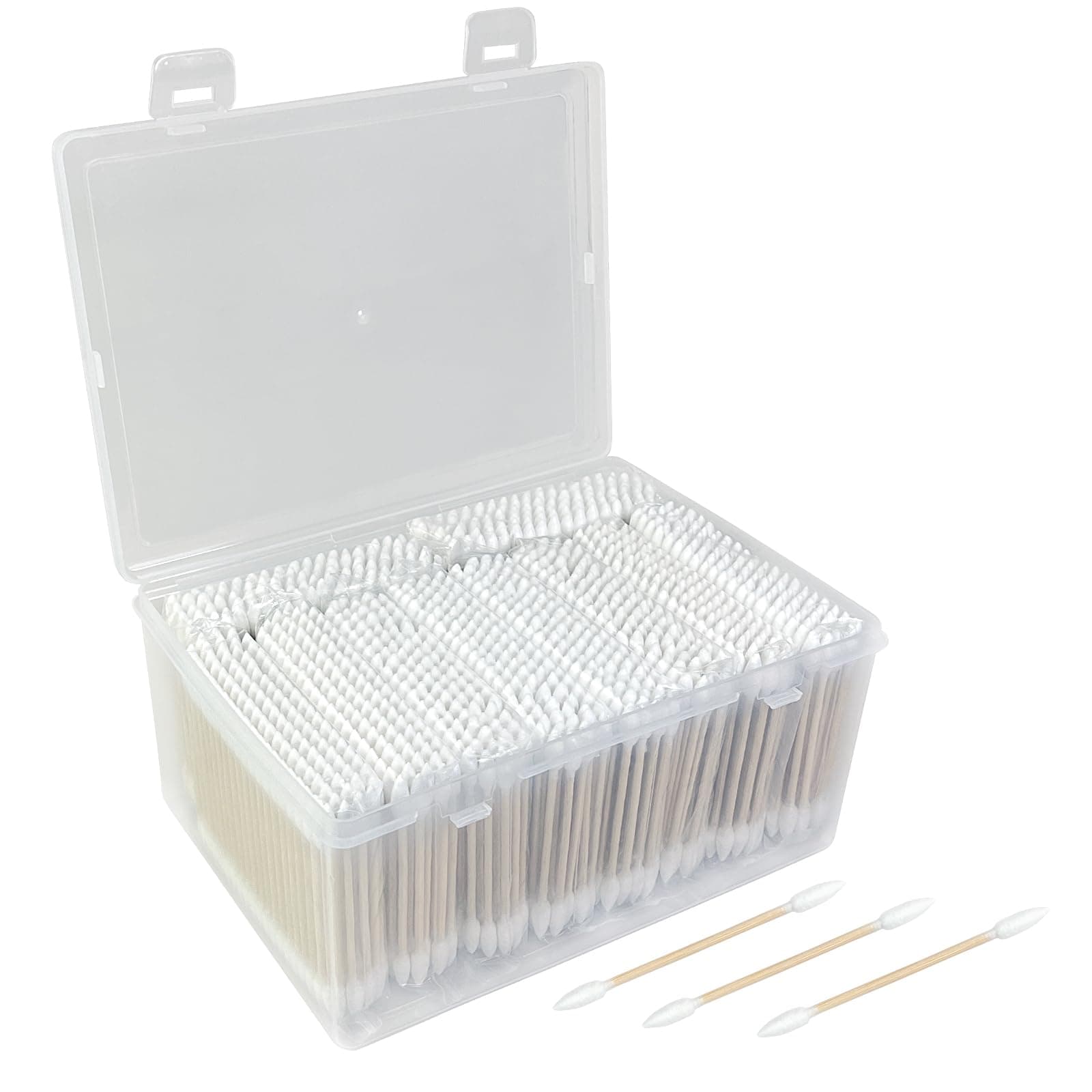 1000 Count Pointed Cotton Swabs - Double Precision Tips with Bamboo Stick for Beauty and Personal Care - for Eyebrow And Eyelash Application, Manicures And Nail Art, Cleaning Ears And Nose