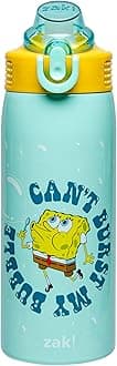 SpongeBob SquarePants Kids Water Bottle For School or Travel, 19oz Stainless Steel Water Bottle With Straw, Handle, and Leak-Proof, Pop-Up Spout Cover (SpongeBob and Patrick)