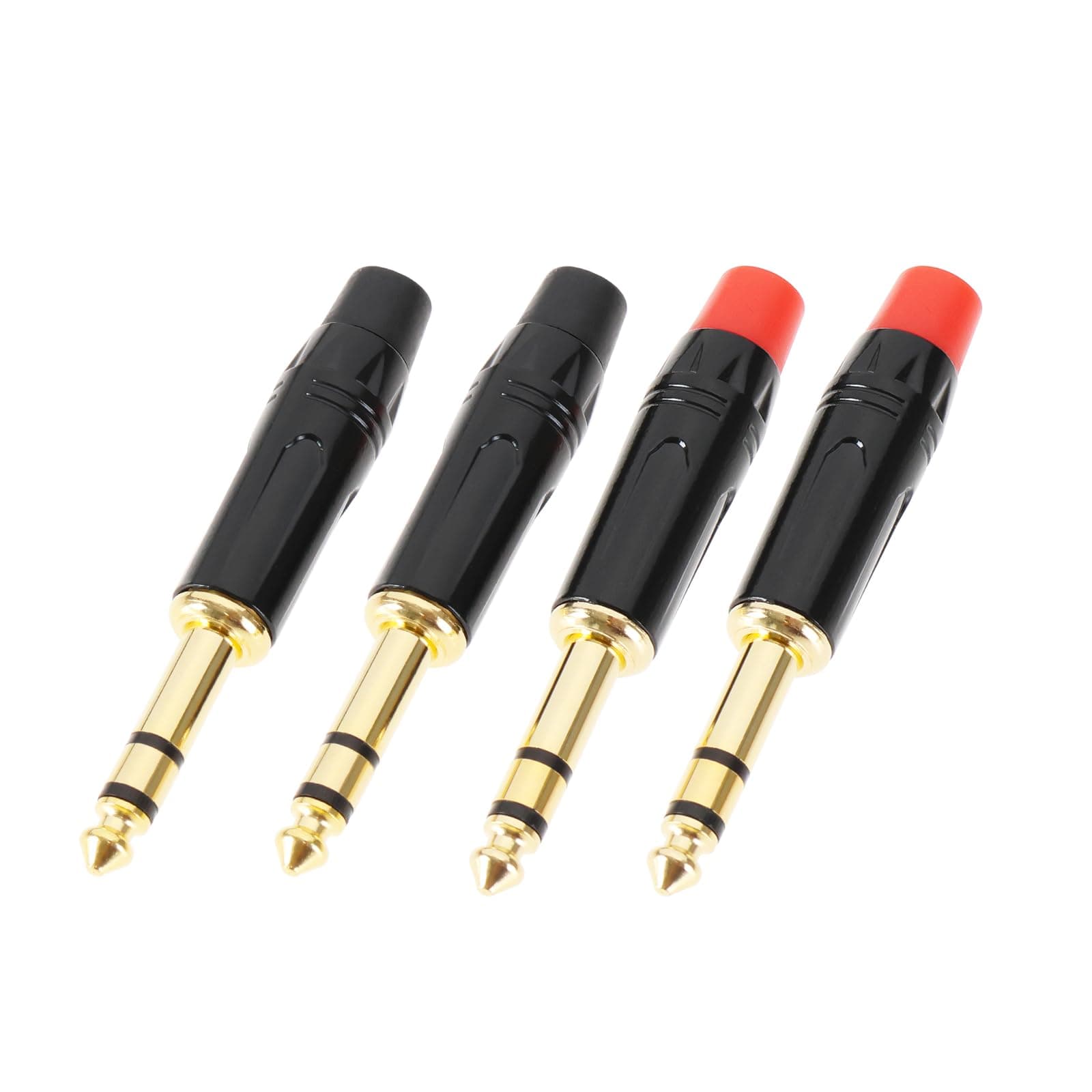 Micro Traders 4PCS 6.35mm Audio Plugs Gold Plated Audio Plug Adapter Stereo Plug Stereo Male Plug Solder Type Stereo Plug for Mixers Amplifiers Speakers Computers