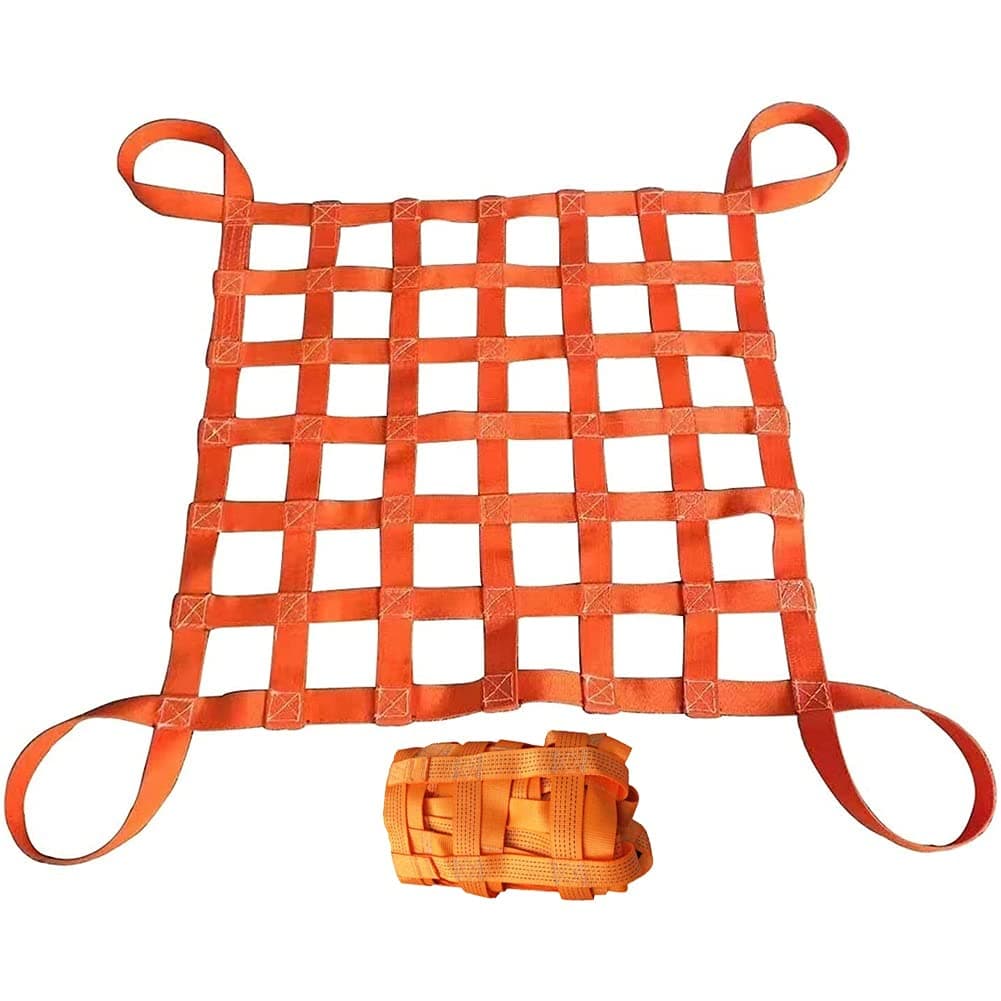 Safety Lifting Net Straps, Flat Nylon Sling Hoisting Net, Loading and Unloading Heavy Objects 10cm Square Mesh Tear Resistance for Construction Rigging Moving Towing Hoisting Work Gear