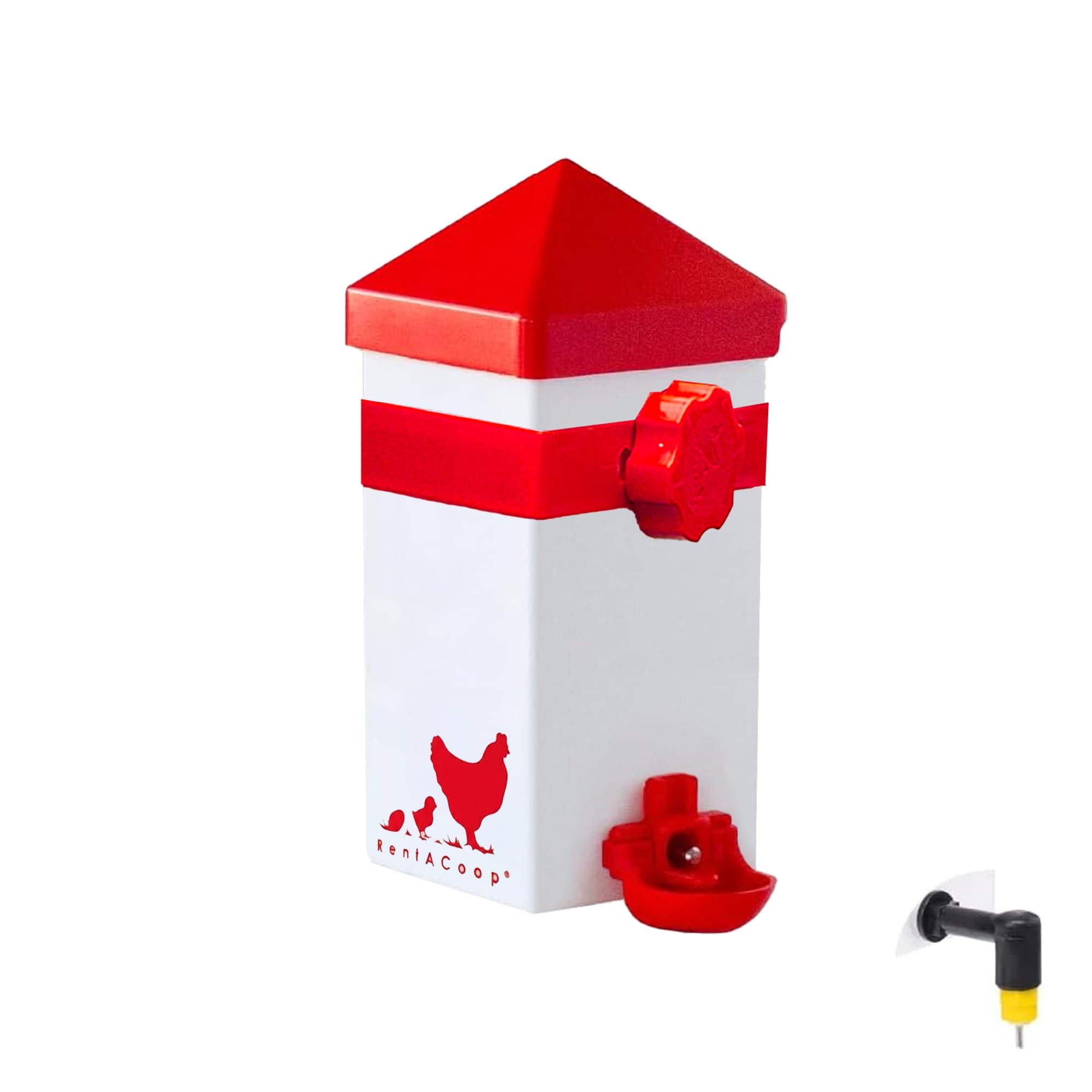 RentACoop 32oz(1L) Drinker Plus 2 Versatile Nipples - Suitable for Chicks, Quail, Pigeons, Doves, and Other Smaller Birds - 1 Pack