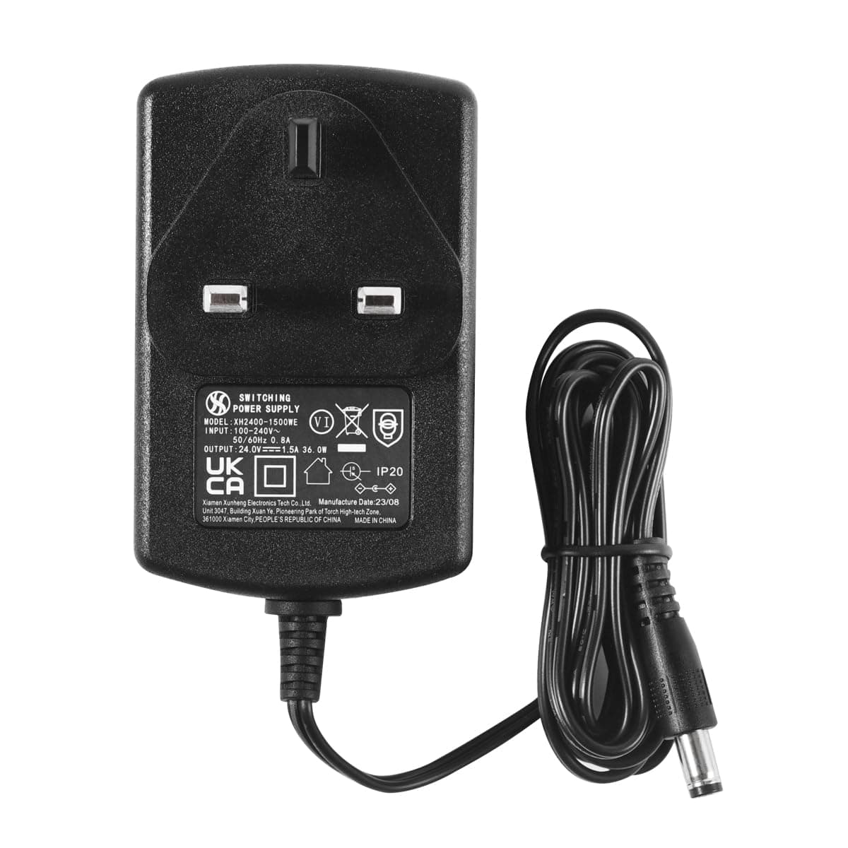 Security-01 AC to DC 24V 1.5A Power Supply, Plug UK 5.5mm x 2.1mm with Selectable 5.5mm x 2.5mm, 3.5mm x 1.35mm Connector Tips