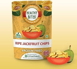 Heathly Bites Jackfruit Chips Crunchies | Ripe Jackfruit | Gluten Free | Vegan Friendly Snack |Low Fat| 50% Less Oil | Plant Based Snacks| No Preservatives - Pack of 3(45g*3)