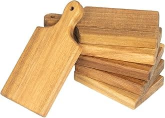 Mini Charcuterie Boards – Set of 6 Acacia Wood 5.9″ × 2.75″ Cheese & Snack Paddles, Laser-Engraving Blanks, Rustic Wedding Favor Serving Boards