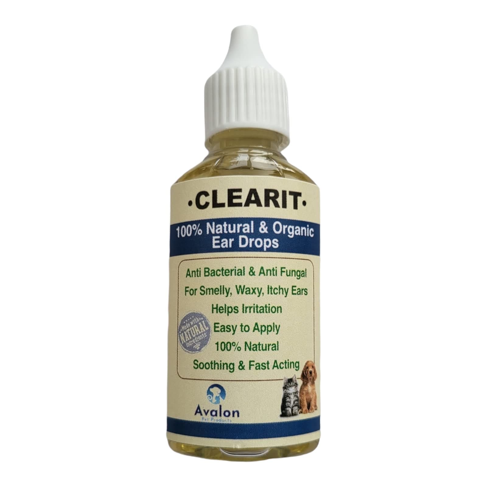 APP Clearit Dog/Cat Super Effective Advanced Ear Drops/Cleanser 30ml Check our Reviews For Itchy Waxy Smelly Ears 100% Natural & Organic