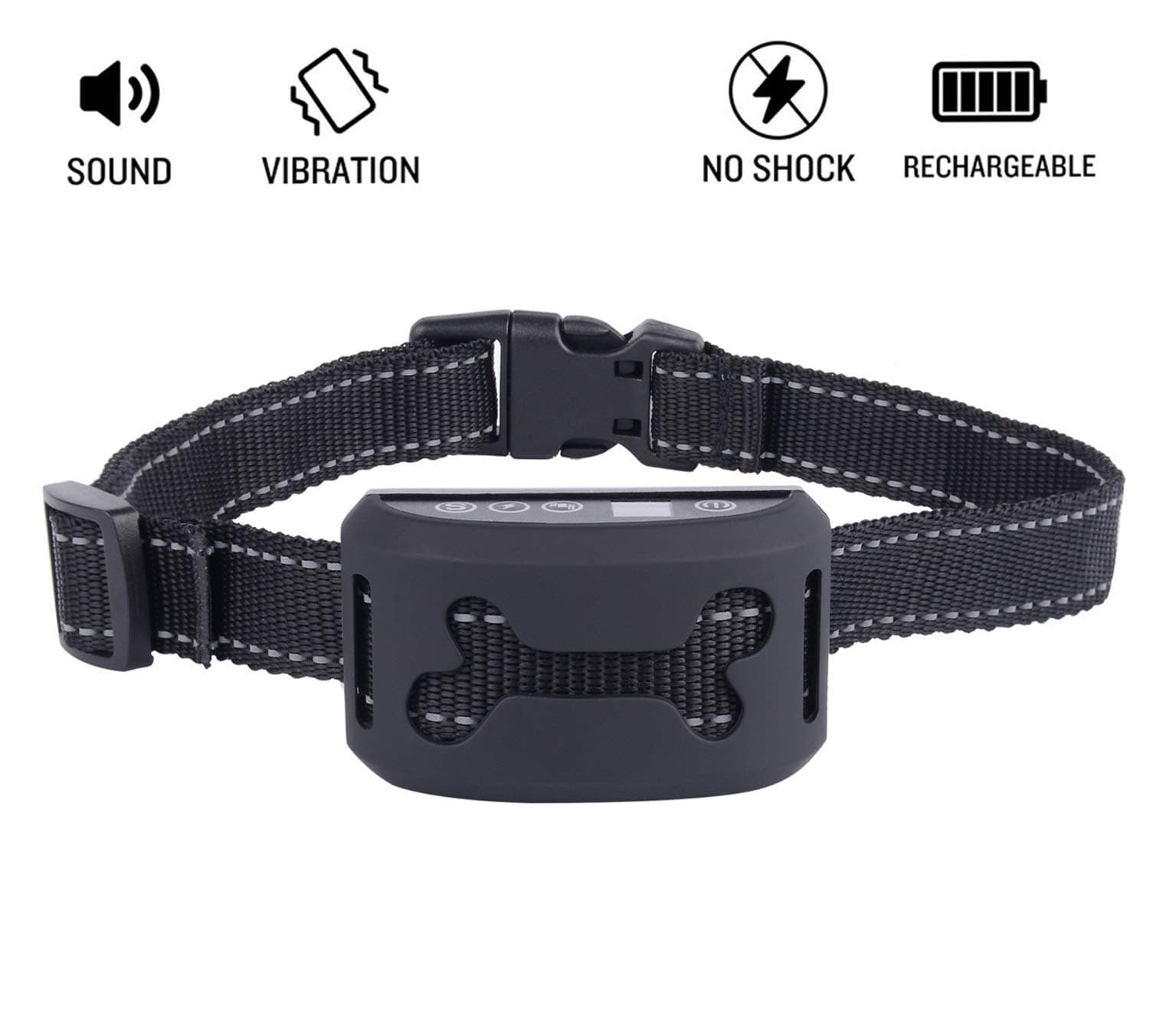 Dog bark Control Collar with Sound and vibrate Functions, no bark Collar, New 2018 Effective Anti bark Collar for Small Dogs to Medium Dogs, Durable e-Collar for Barking Control.
