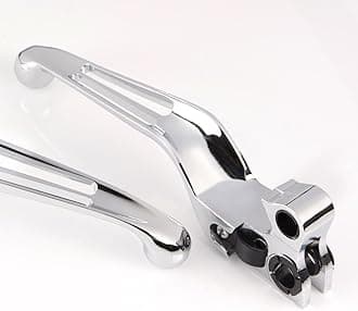 KiWAV Slotted Cut Ergonomic Hand Control Levers Chrome Compatible for Harley OEM #45075-07, #45459-07