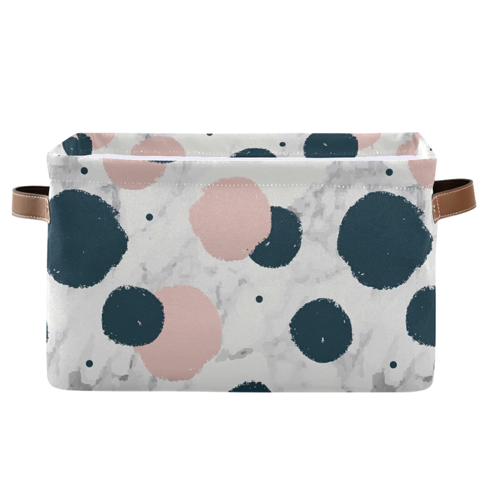 Bolaz Large Storage Basket Marble Polka Dots Foldable Storage Box Organizer Bins with Handles for Bedroom Home Office