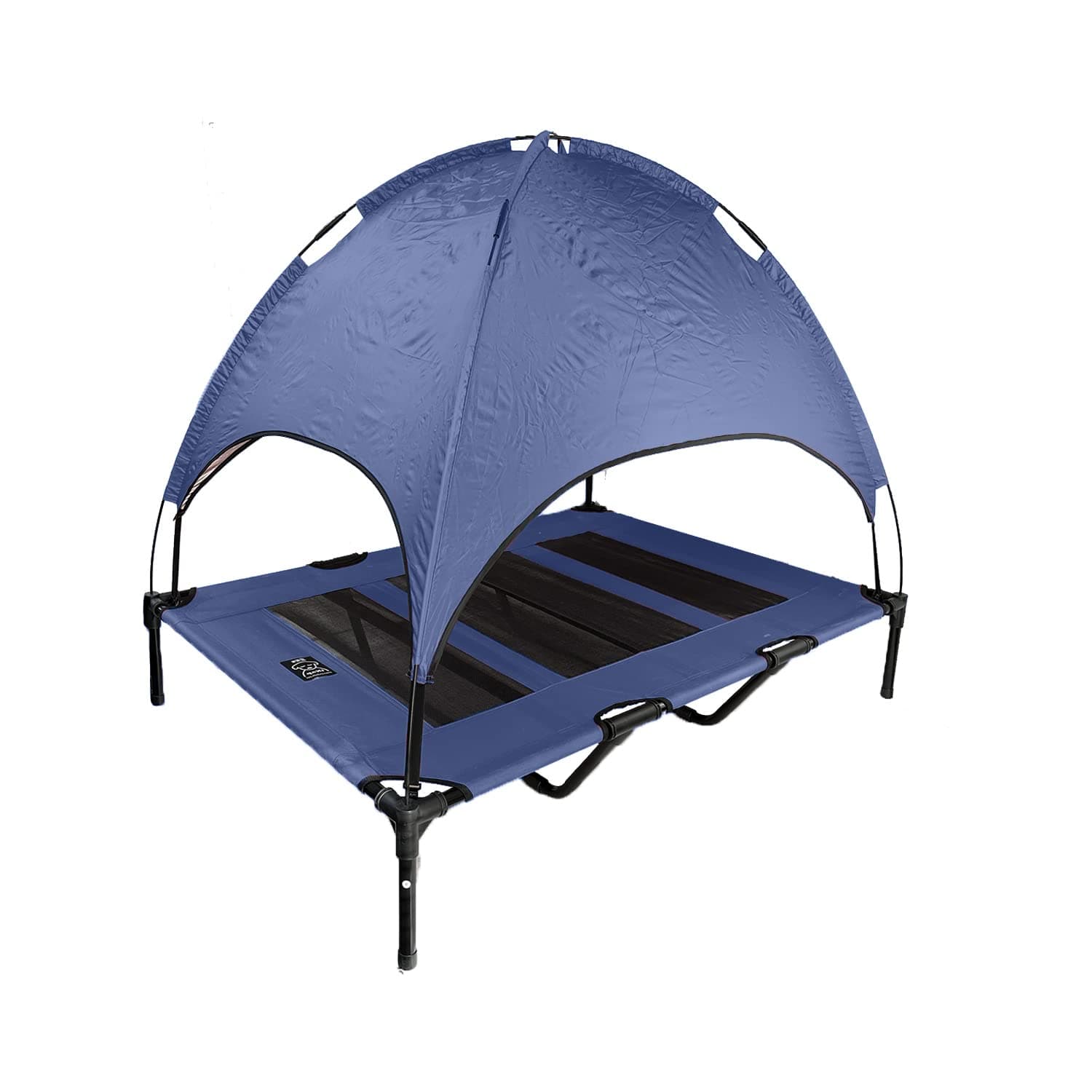 iNap Raised Dog Bed - Cooling Elevated Pet Bed with Washable Breathable Fabric - Orthopaedic Steel Frame Design - Choose Colour & Size (Blue Roof, XL)