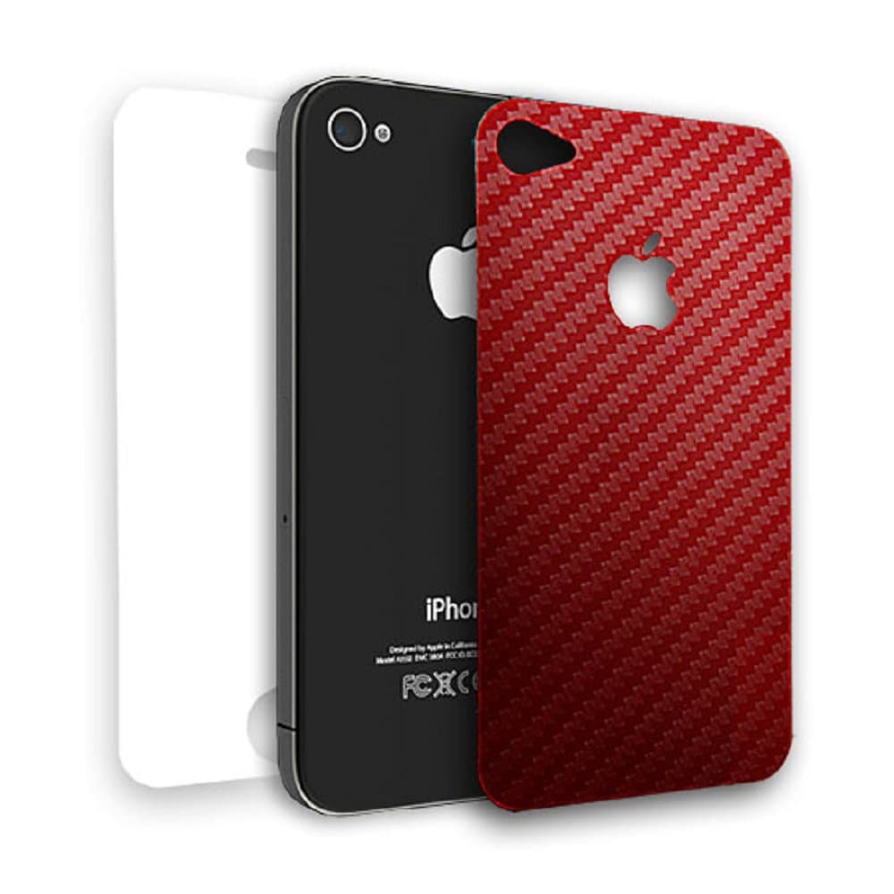 MEElectronics Vinyl Carbon Fiber Decal and Screen Protector for the Apple iPhone 4 - Red