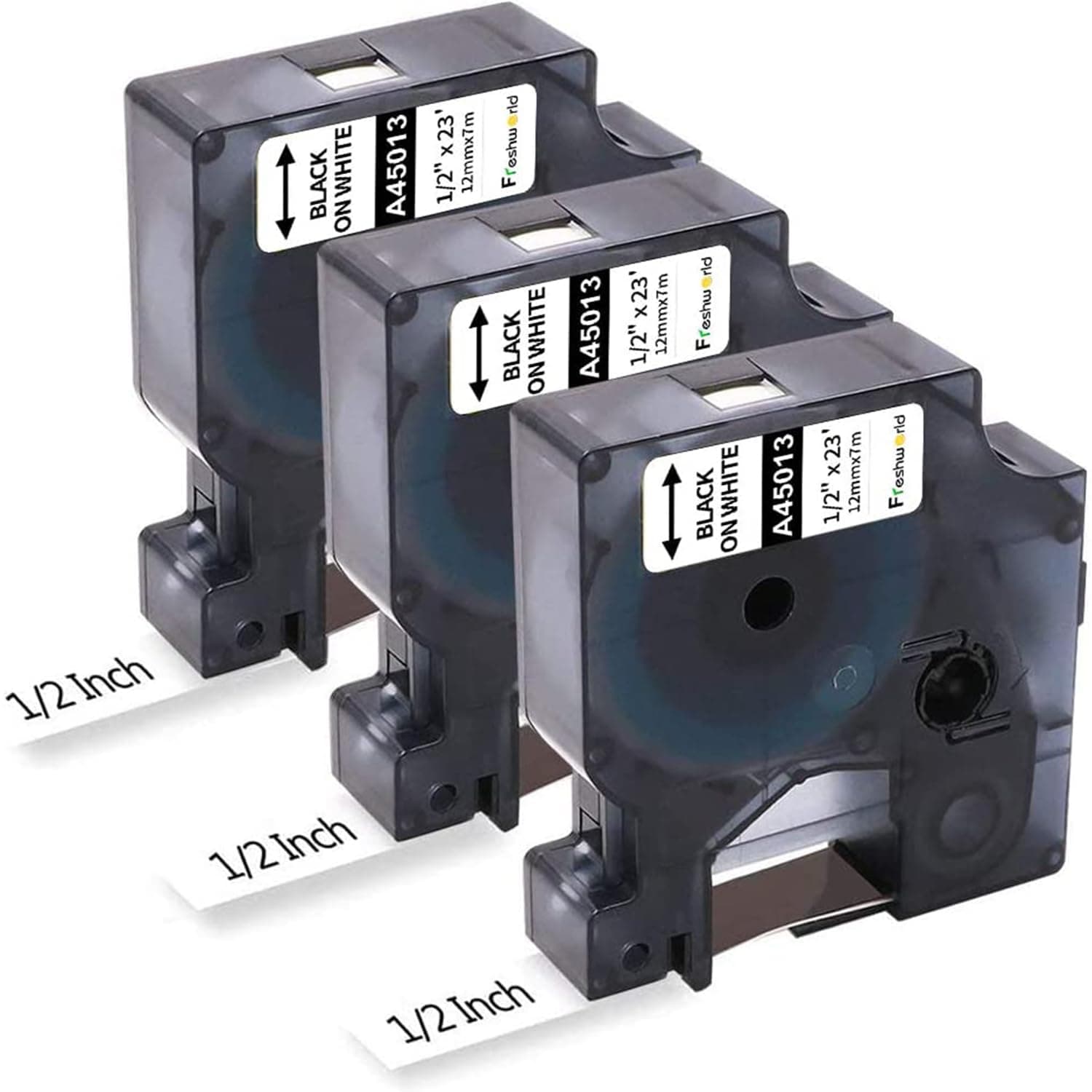 3-Pack Label Maker Tape Compatible with DYMO D1 Label Tape 45013 S0720530 Replace for D1 A45013 Refills, Black on White, 1/2 In x 23Ft, for Dymo LabelManager 160 420P 210D 280 360D PnP 220P 260P 500TS