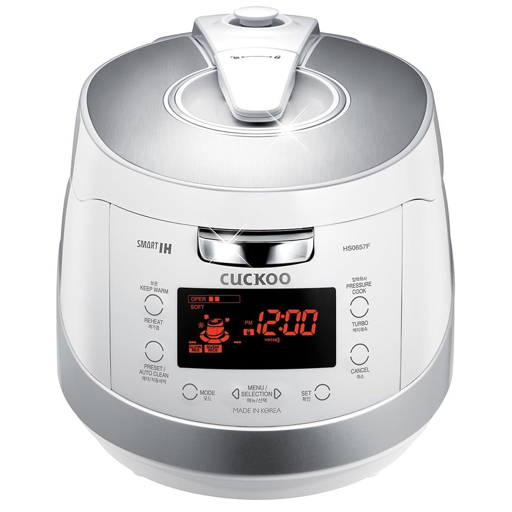 CRP-HS0657FW 6-Cup (Uncooked) 12-Cup (Cooked) Induction Heating Pressure Rice Cooker with Nonstick Inner Pot & 16 Menu Modes (White/Silver, Made in Korea)