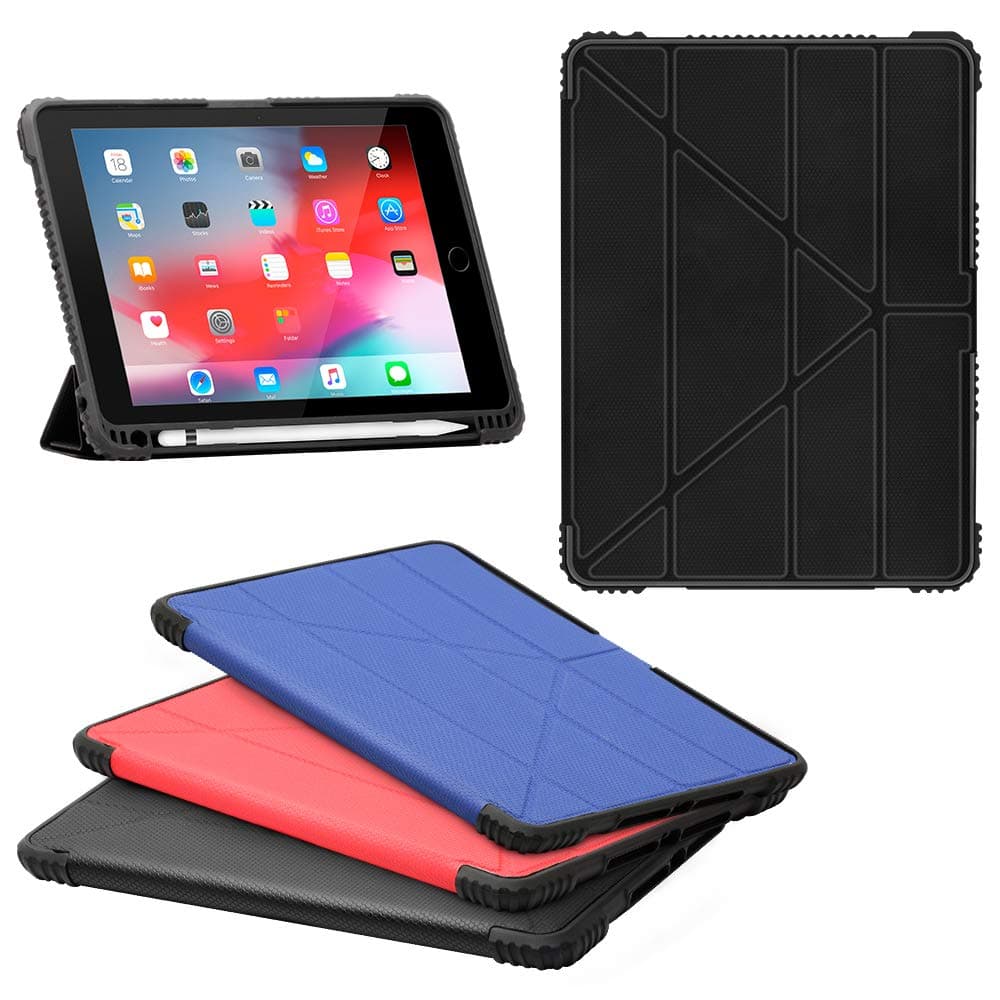 10.5" See-Through Hybrid PU Back Shell Convenient Stand Sleep/Wake Screen Case for 2019 iPad Air Gen 3 / iPad Pro 2017 Shockproof Rugged Drop Protection Cover Built in Apple Pencil Stylus Slot