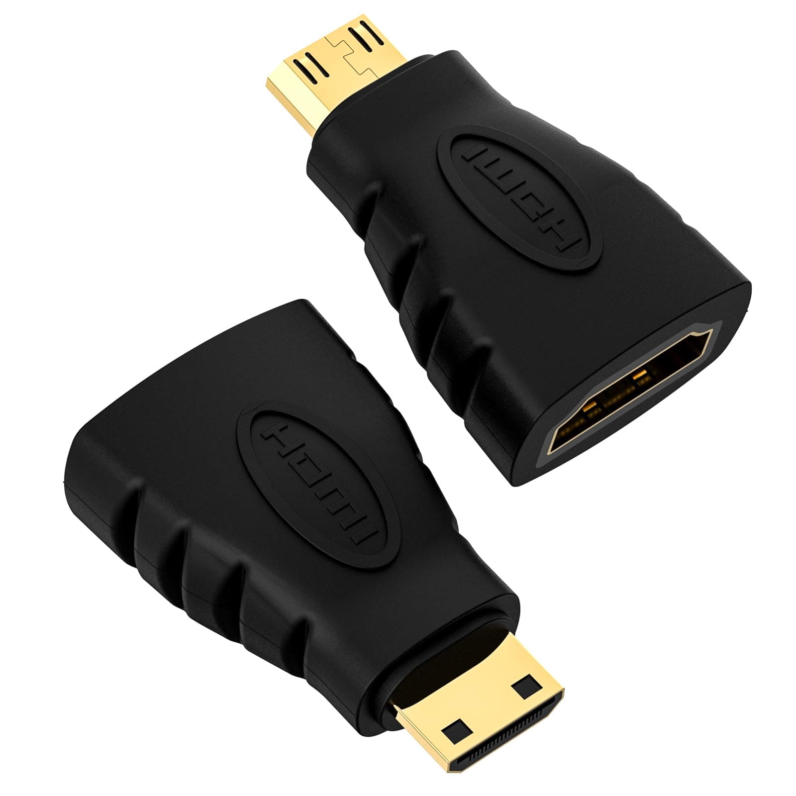 VCE HDMI Adapter 2-Pack, Mini HDMI to HDMI, 4K Support, Gold Plated, Compatible with Raspberry Pi, Camera, Camcorder, DSLR, Tablet, Video Card