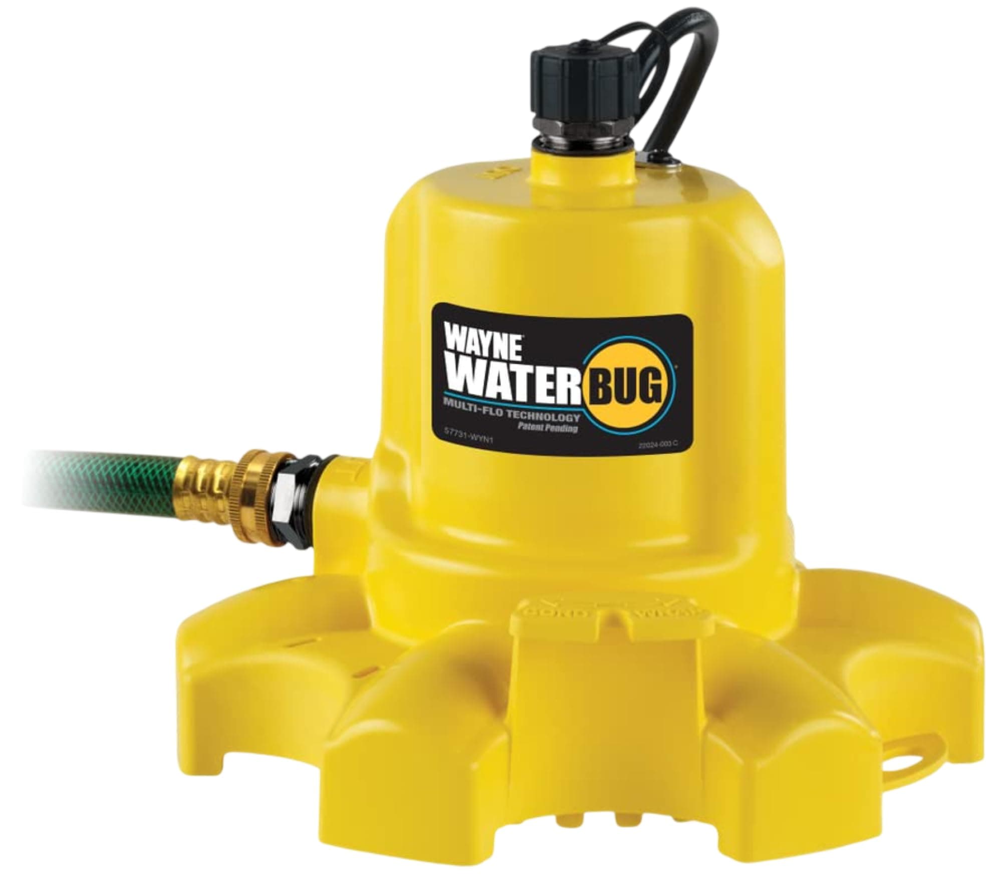 WAYNE WaterBUG 1/6 HP 1350 GPH Submersible Multi-Flo Technology-Water Removal and Transfer Pump, No Size, Yellow