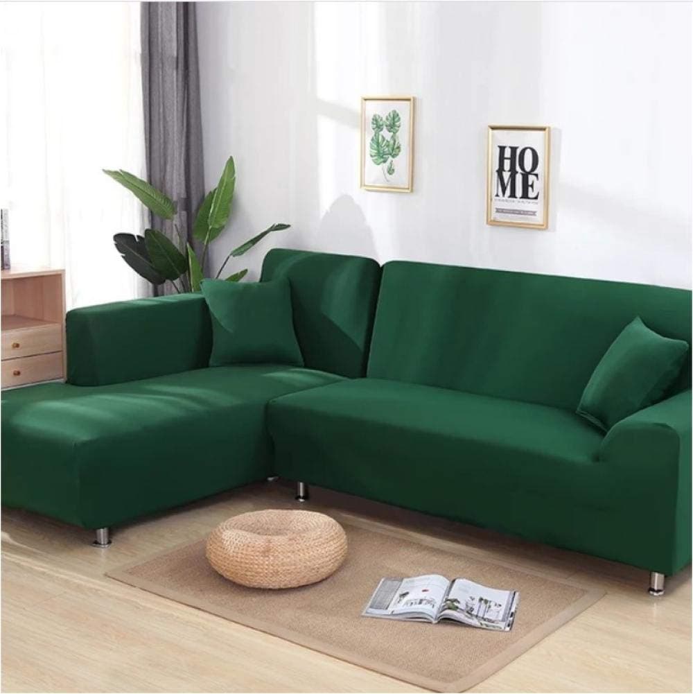 Sofa Cover Slipcover Sets Throw 1 Pc Stretch L Shaped Sofa Cover Chaise Longue Sofa Cover Sectional Slipcover Corner Sofa Cover L Shape Elastic Dark Green