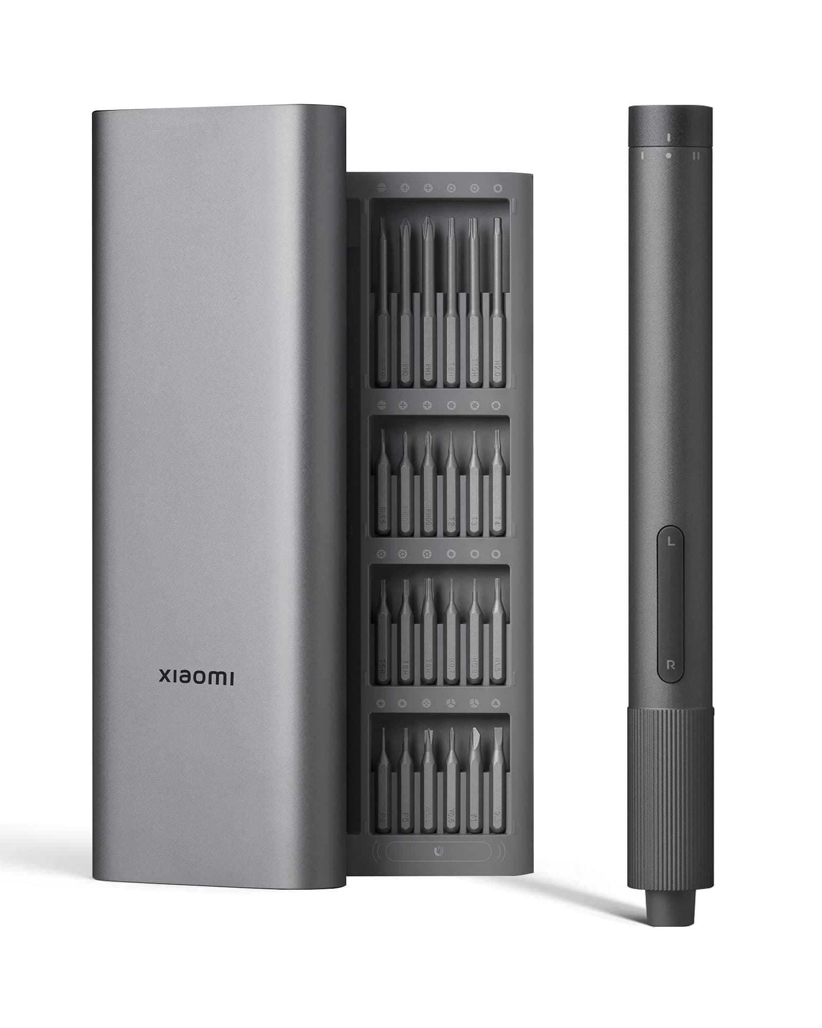 Xiaomi | Electric Precision Screwdriver | 2 Speed Adjustable Torque | 24 Screwdriving Bit - Magnetic Container | 170rpm Powerful Motor Speed | 350mAh Battery | for Laptops, Mobiles | S2 Steel | Grey