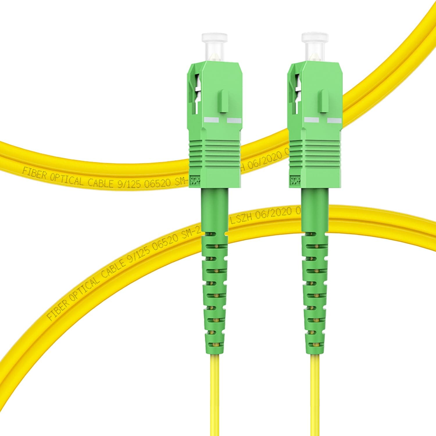 FLYPROFiber OS2 SC/APC to SC/APC Fiber Patch Cable Single Mode Fiber, Fiber Optic Jumper Cable, Simplex, Length Option: 0.5m-20m 9/125um OS1/OS2 Compatible Yellow LSZH OD-2.0mm 2M(7ft)