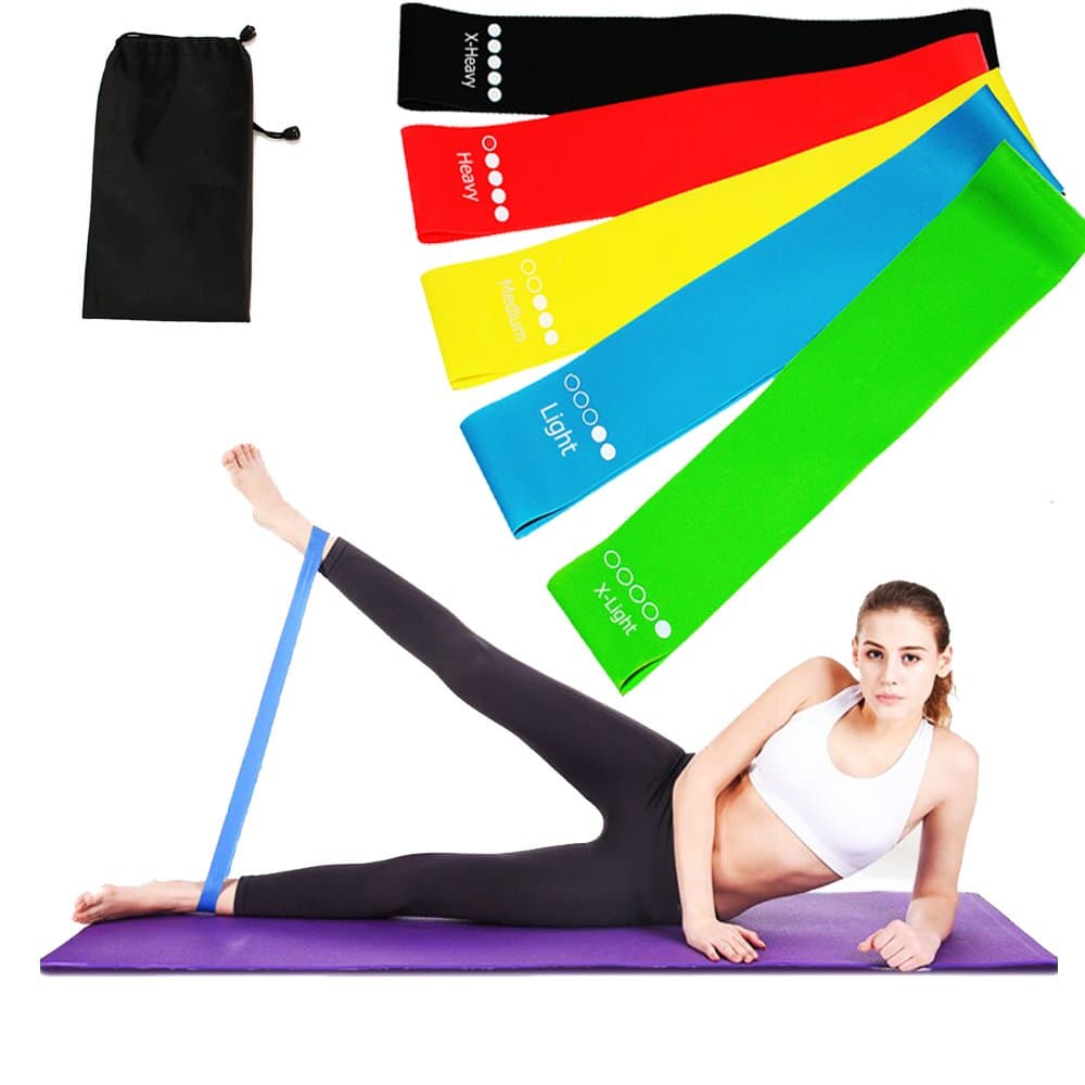 Better Performance Resistance Bands for Legs and Butt,Workout Stretch Bands for Exercise Fitness Crossfit Physical Therapy,Set of 5 (Light,Medium,Heavy)