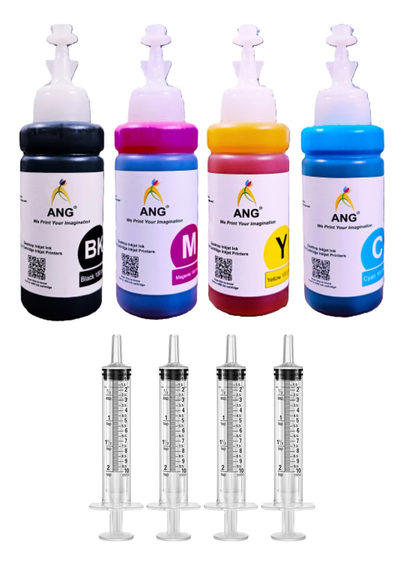 ANG Refill Ink for E417, E600, E610, E477 MG Series, MP Series, IP Series Multi Color Ink Cartridge (Black, Magenta, Cyan, Yellow)