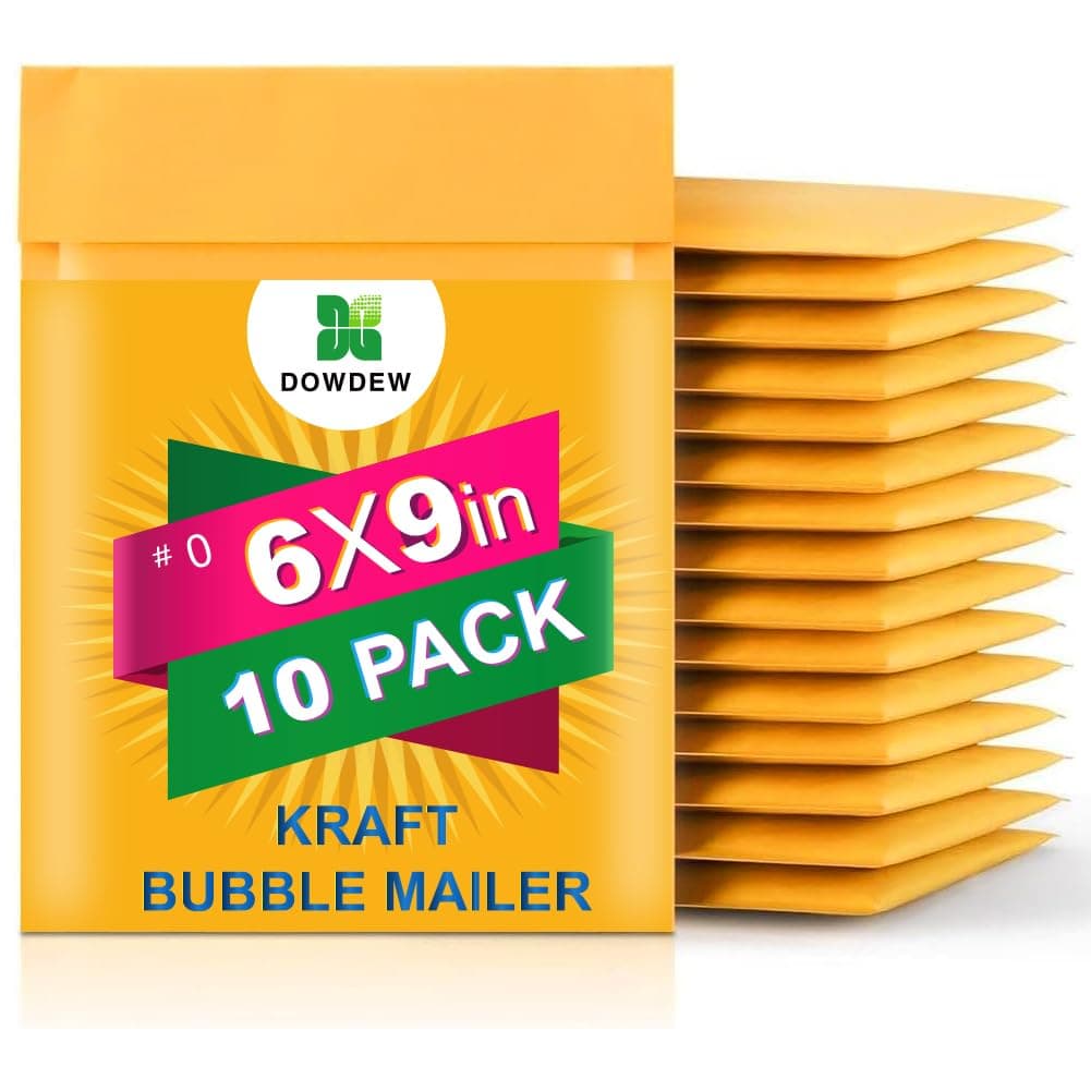 Kraft Bubble Mailers [10 Pack] Shipping Mailing Packing Padded Envelopes #0 (6" x 9")