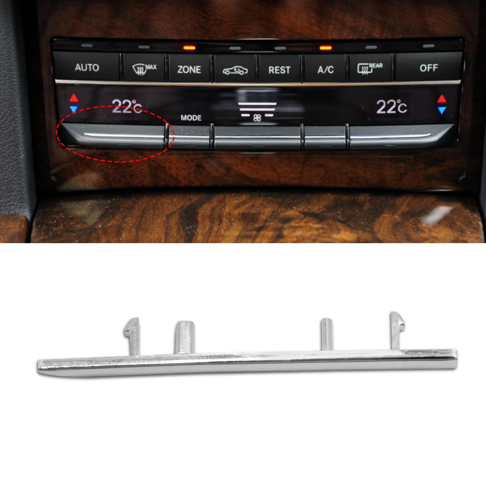 Jaronx Compatible with Mercedes Benz AC Button Trim E Class W212, Climate Control Button Sliver Trim Temperature Button Chrome Trim for E Class W212 E63 AMG E250 E350 E400 E550 2010-2017(Polished)