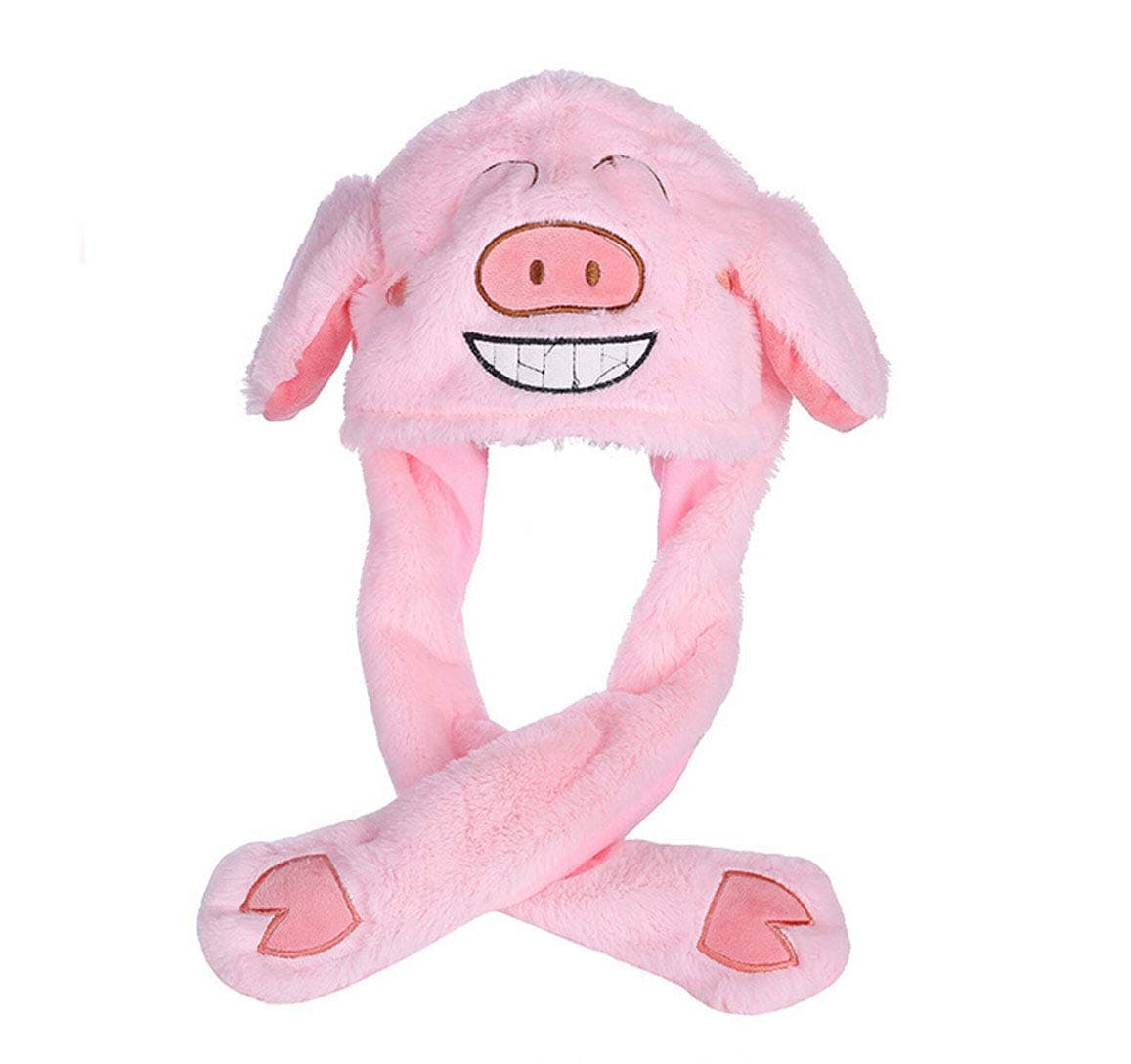 Funny Plush Bunny Hat Kpop Idols Moving Rabbit Ear Hat Cute Pop Up Ears Hat Toys Gift (Pig 1)