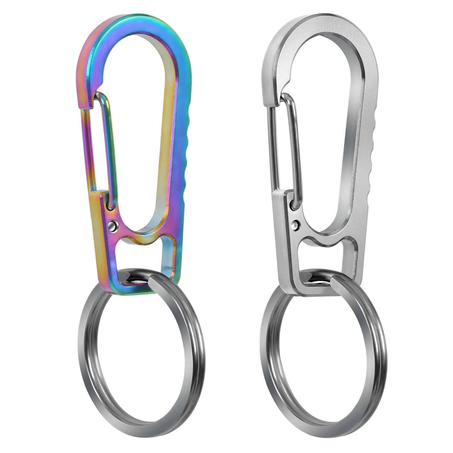 PPFISH Titanium Heavy Duty Carabiner Keychain, EDC Quick Release Hooks with Titanium Key Ring Set for Men Women
