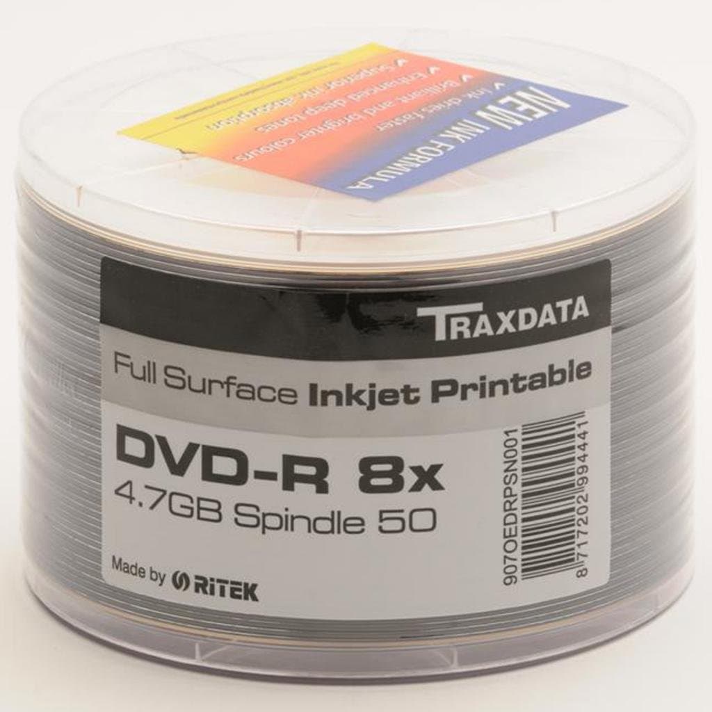Ritek Traxdata 450 DVD-R Full Face Printable (8x) 4.7GB 9 x 50 Pack