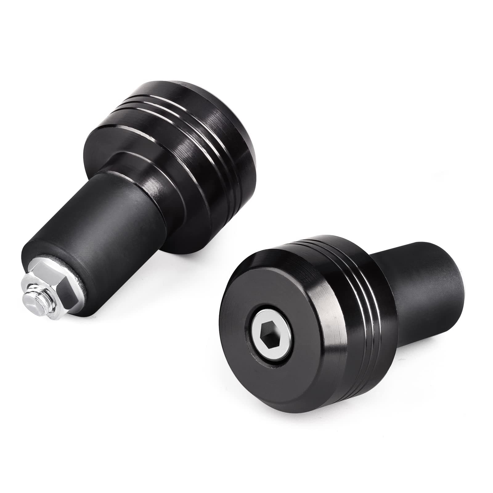 2Pcs Motorcycle Handlebar Ends - 22mm (7/8") Handle Bar Slider Caps Weight Plugs, Aluminum Bar End Cap Plugs, Handle Bar End Plugs Caps Replacement, Universal Fit for Most Motorbike, Black