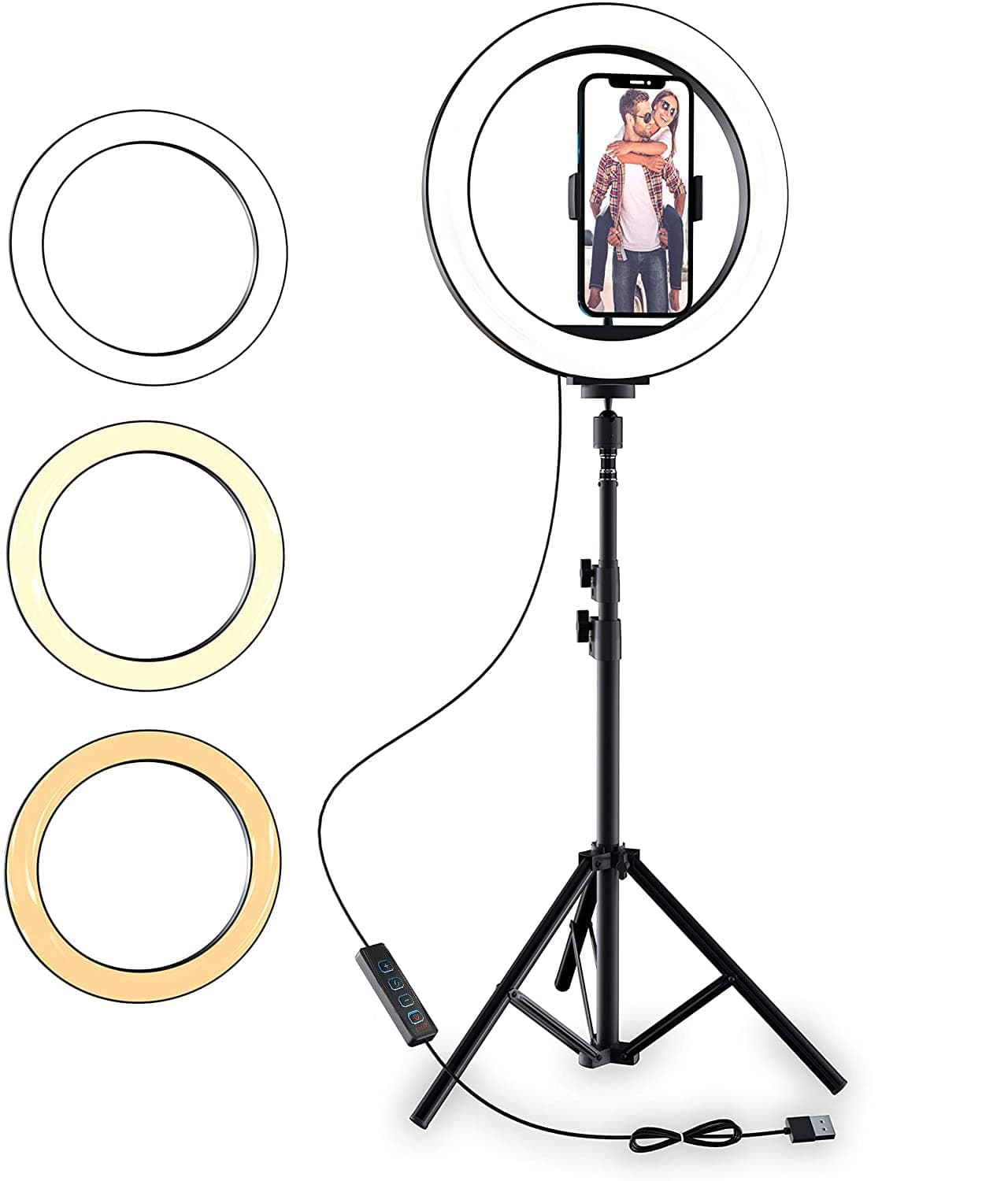 Toshionics12’’ Ring Light with Tripod, Selfie Ring Light with Tripod Stand, Light Ring for Video Recording＆Live Streaming(YouTube, Instagram, TIK Tok), Compatible with Phones & Webcams