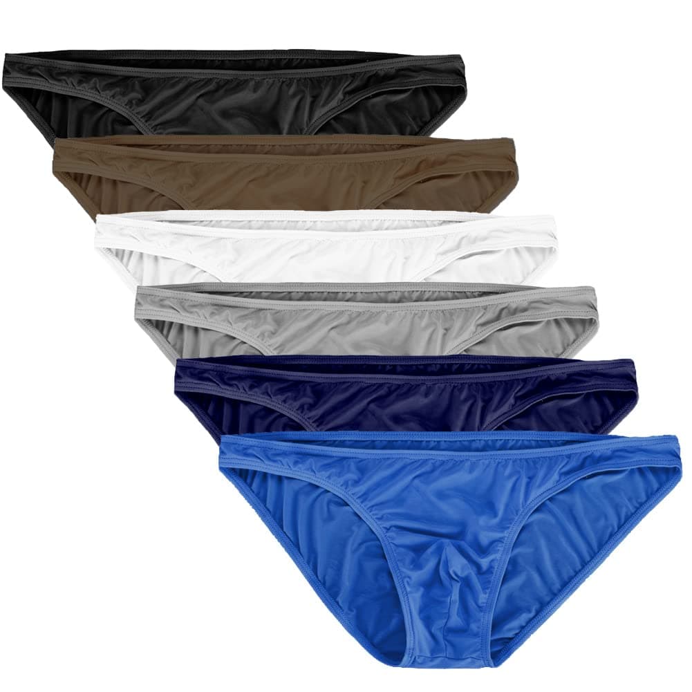 Summer Code Mens Basic Bikini Briefs Pack Low Rise Ice Silk Underwear