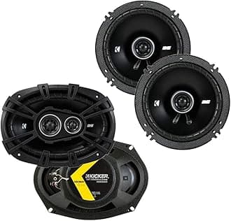 KICKER 43DSC69304 D Series 6x9 Inch 360 Watt 3 Way Dual Speakers with 43DSC6504 6.5 Inch 240 Watt 2 Way 4 Ohm Car Audio Coaxial Speakers