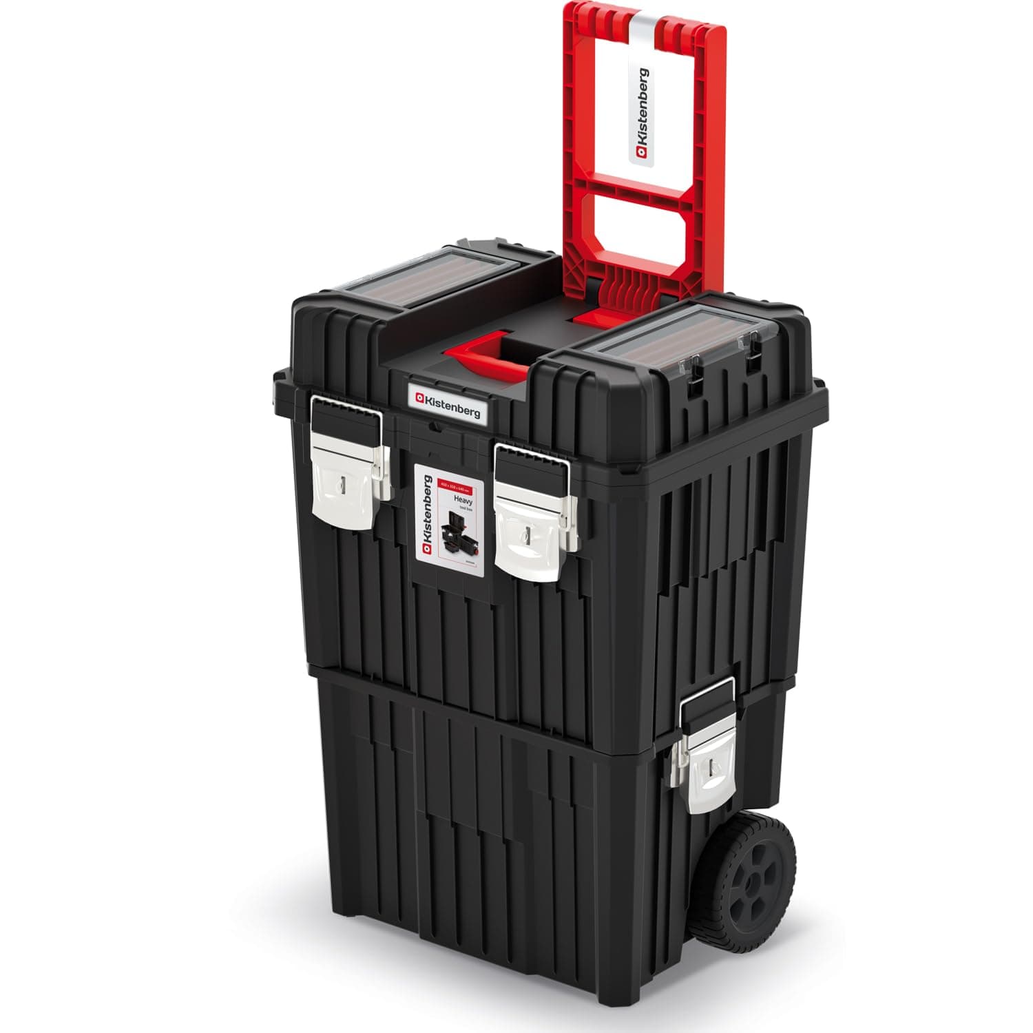 Rolling Workshop Tool Box with Clamping Fasteners Modular Reinforced Wall Structure 45 x 36 x 64 cm (with Metal Closure)