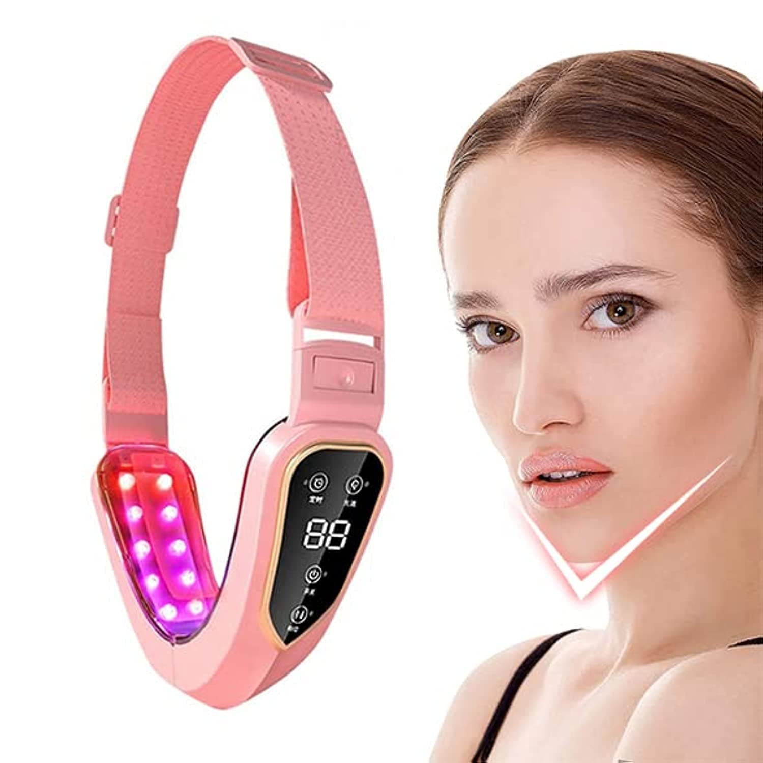 KLEANE V Face Machine, Intelligent V Face Shaping Massager, LED Photon Therapy V-face Facial Lifting (Pink)