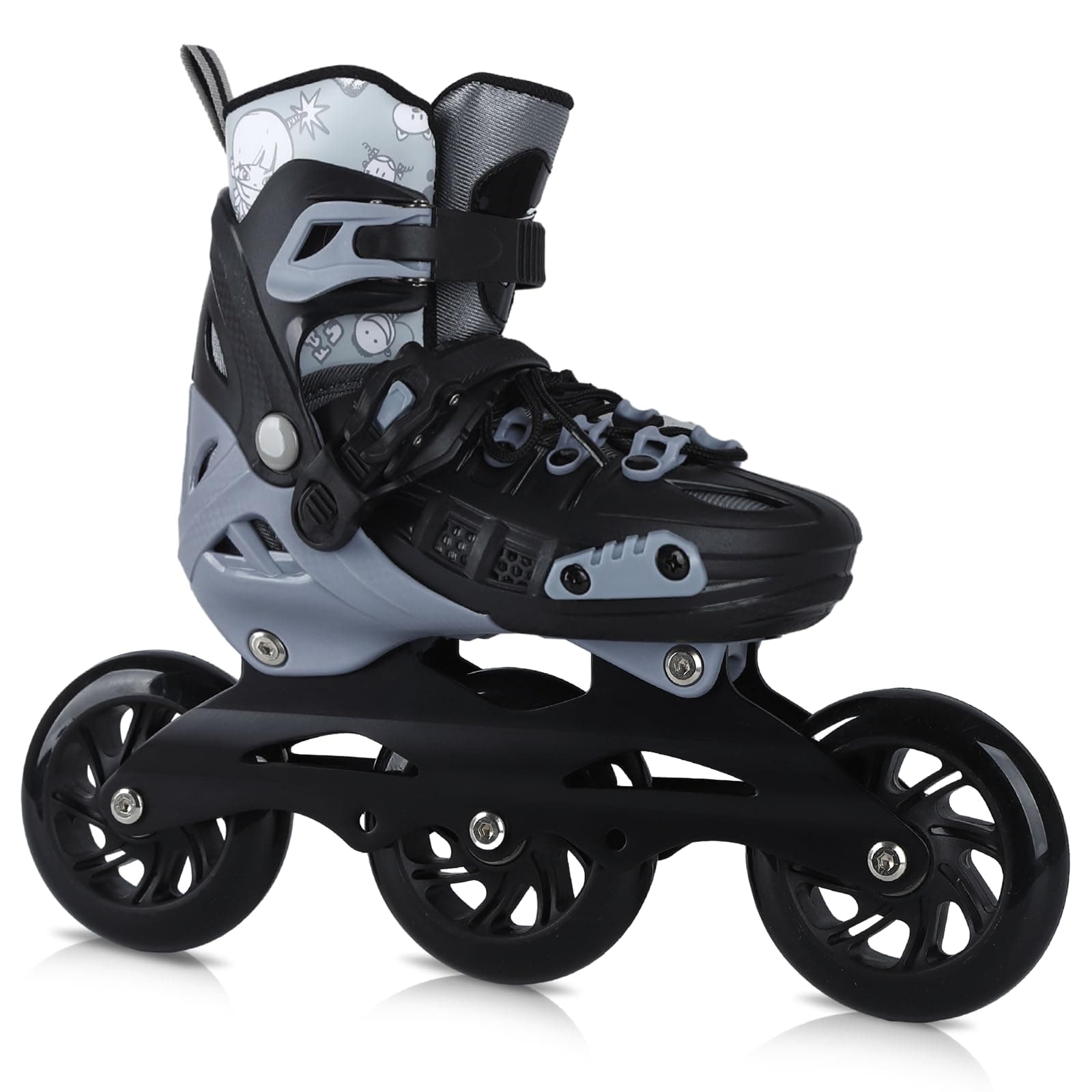 VEZLOPUS Inline Skates, 3 Wheels 100mm | 4 Sizes Adjustable Inline Speed Skates for Kids, Teens, Adults, Men, Women - Professional Outdoor Fitness Performance Inline Skates